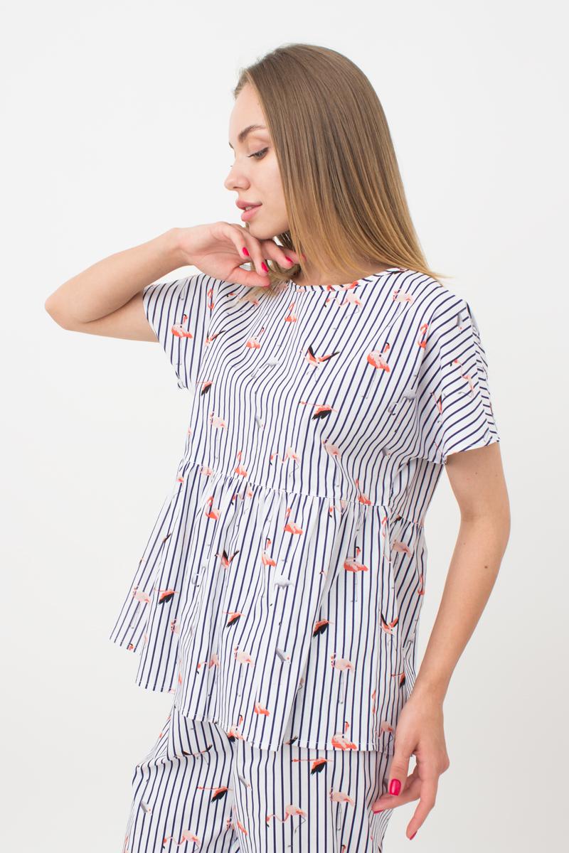 Пижамная блуза Flamingo 4808/010 UP-00000585 dark blue stripe