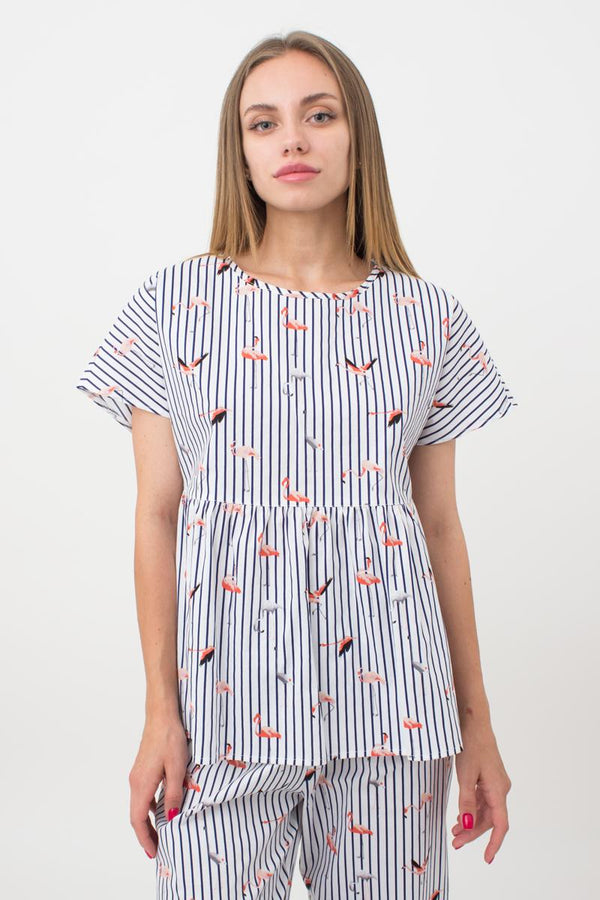 Пижамная блуза Flamingo 4808/010 UP-00000585 dark blue stripe