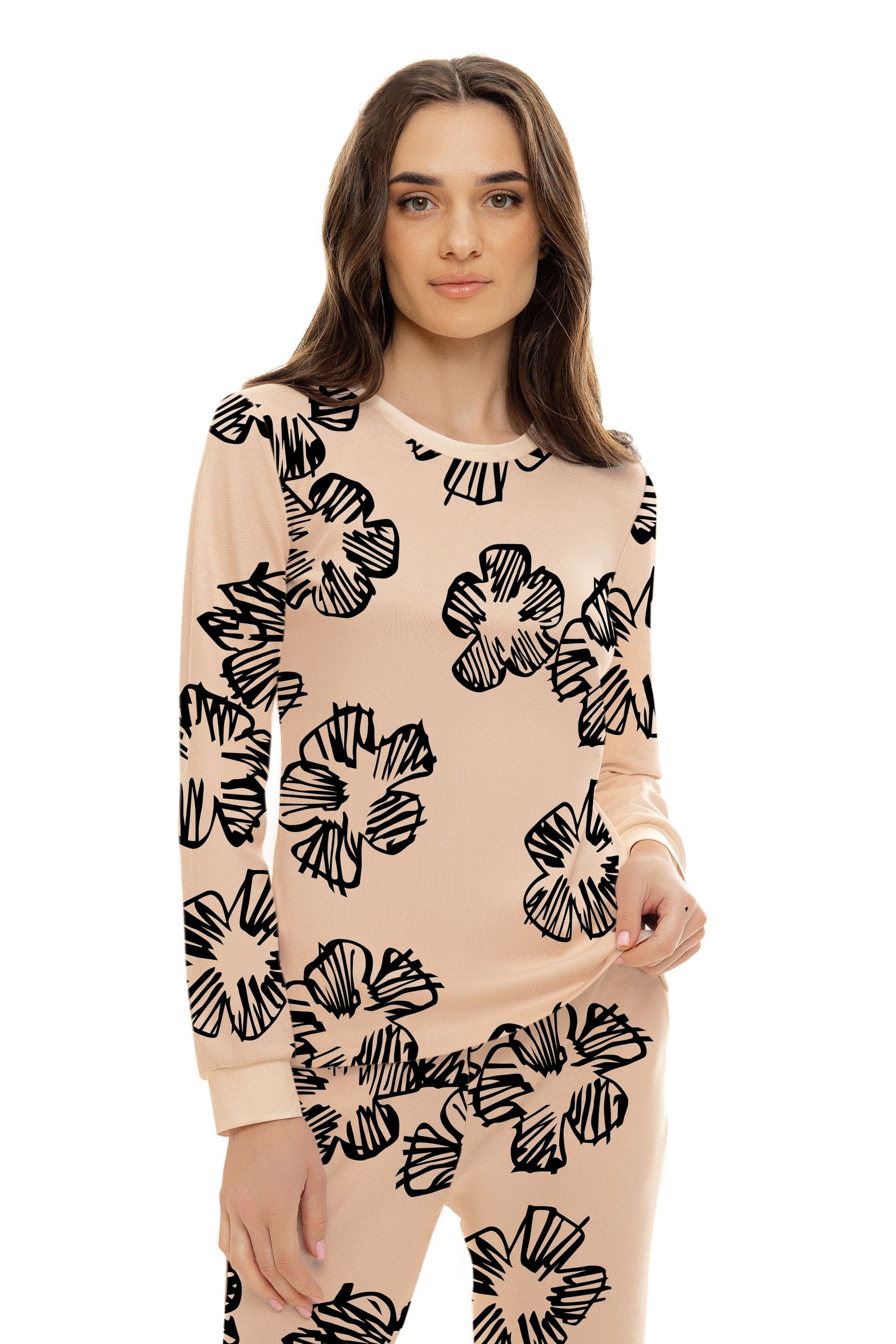 Пижамная блуза 4814/17 Rebecka beige/black