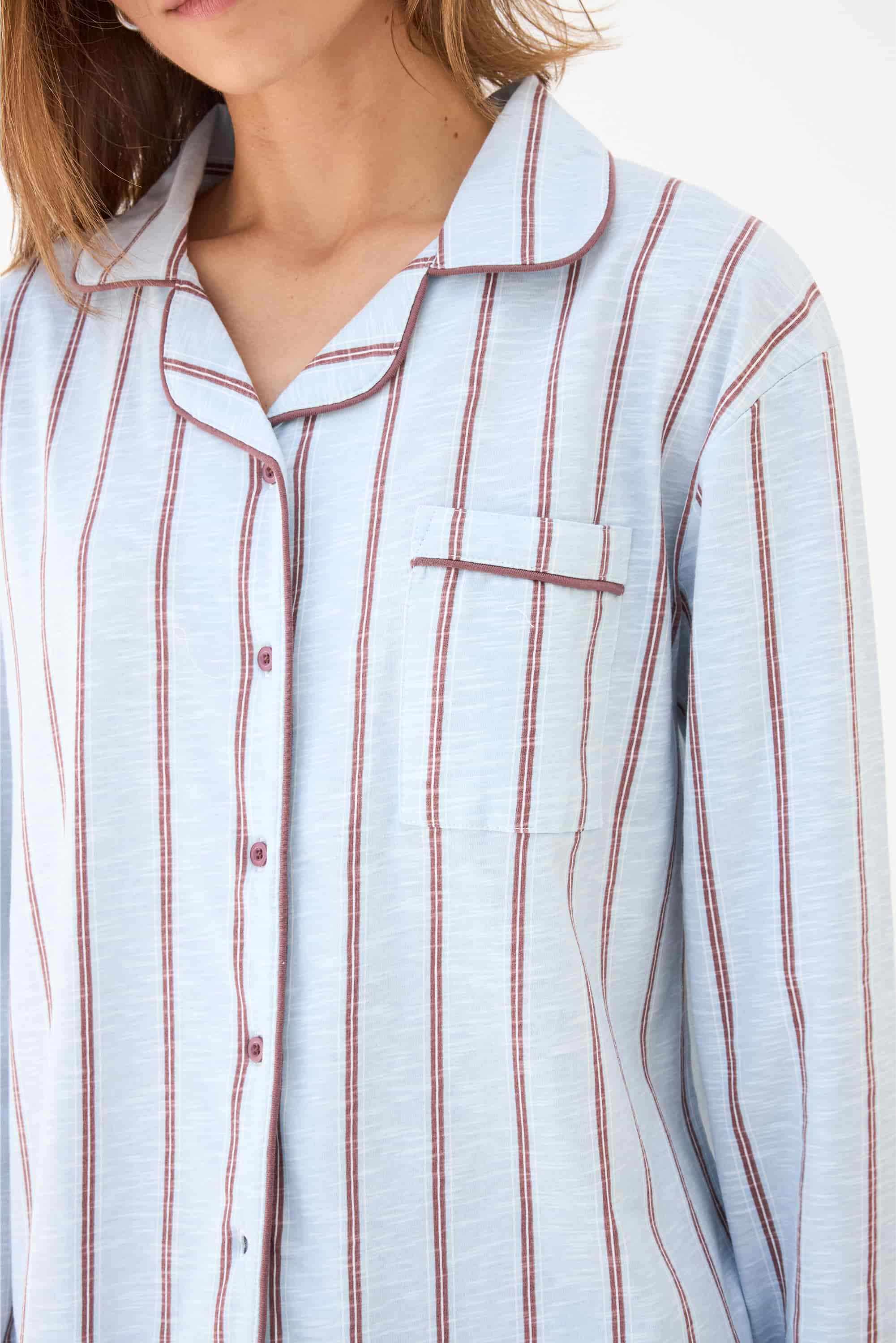 Пижамная блуза LH340-08 Iceland blue stripe