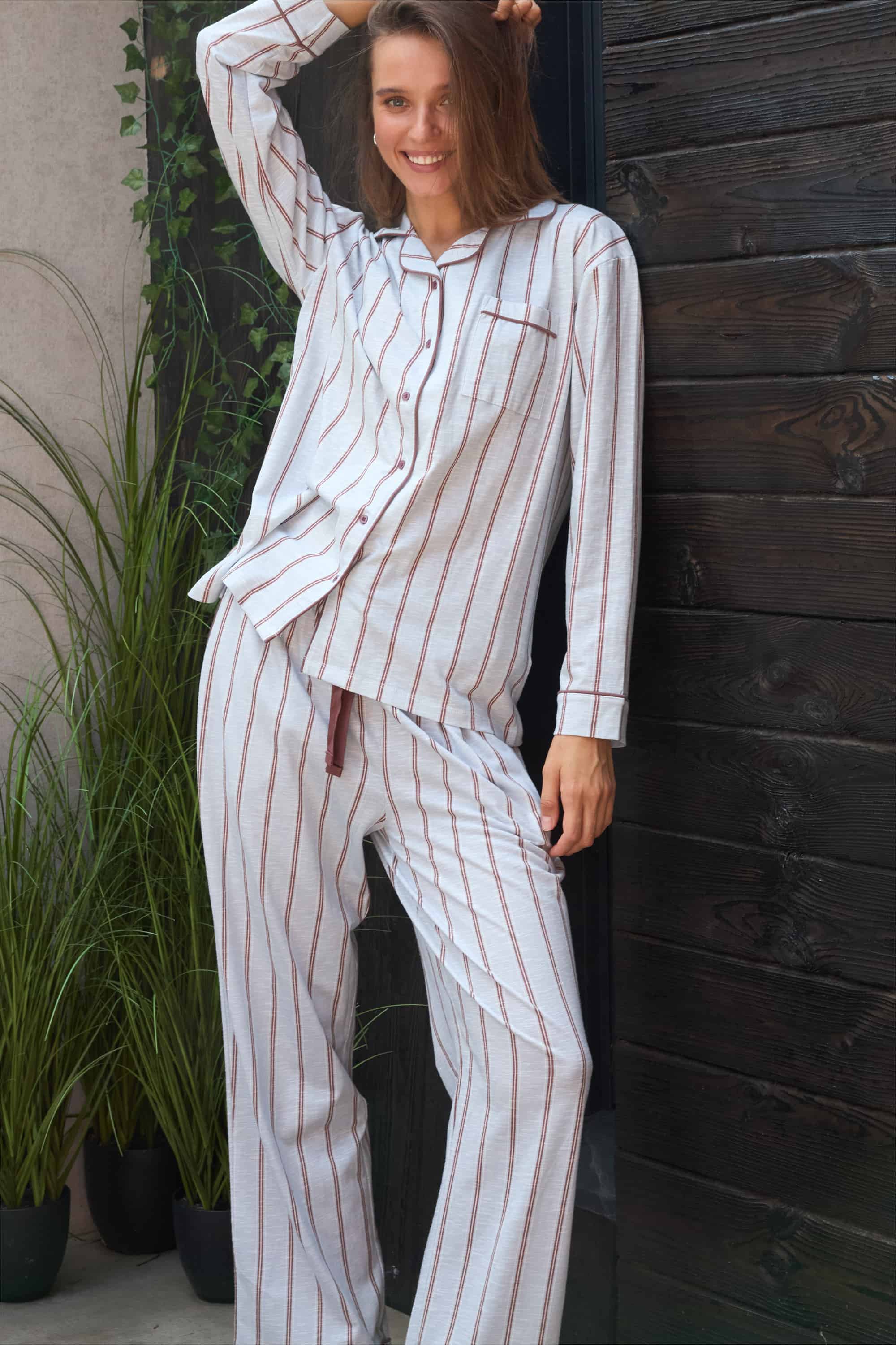 Пижамная блуза LH340-08 Iceland blue stripe