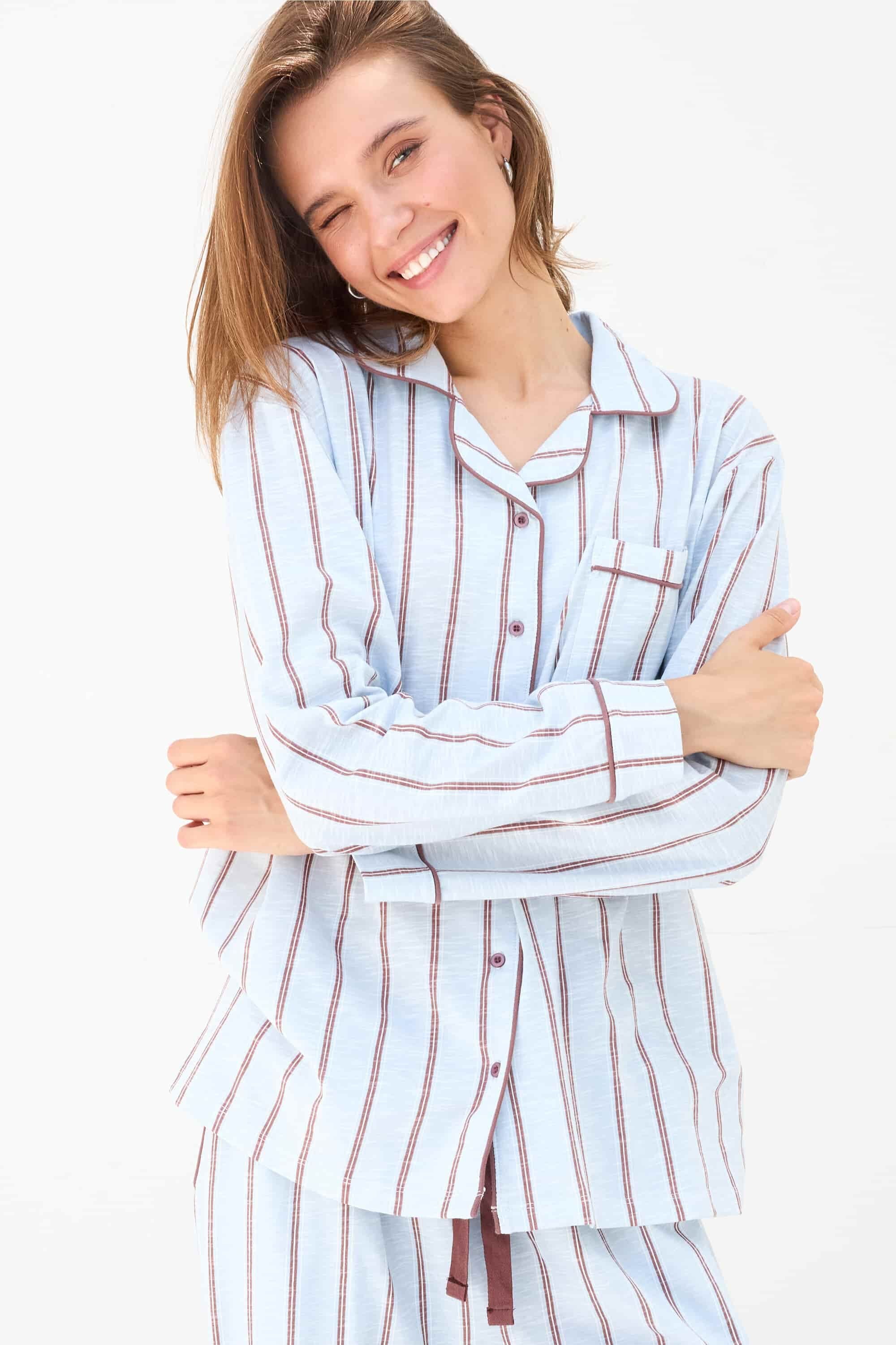 Піжамна блуза LH340-08 Iceland blue stripe