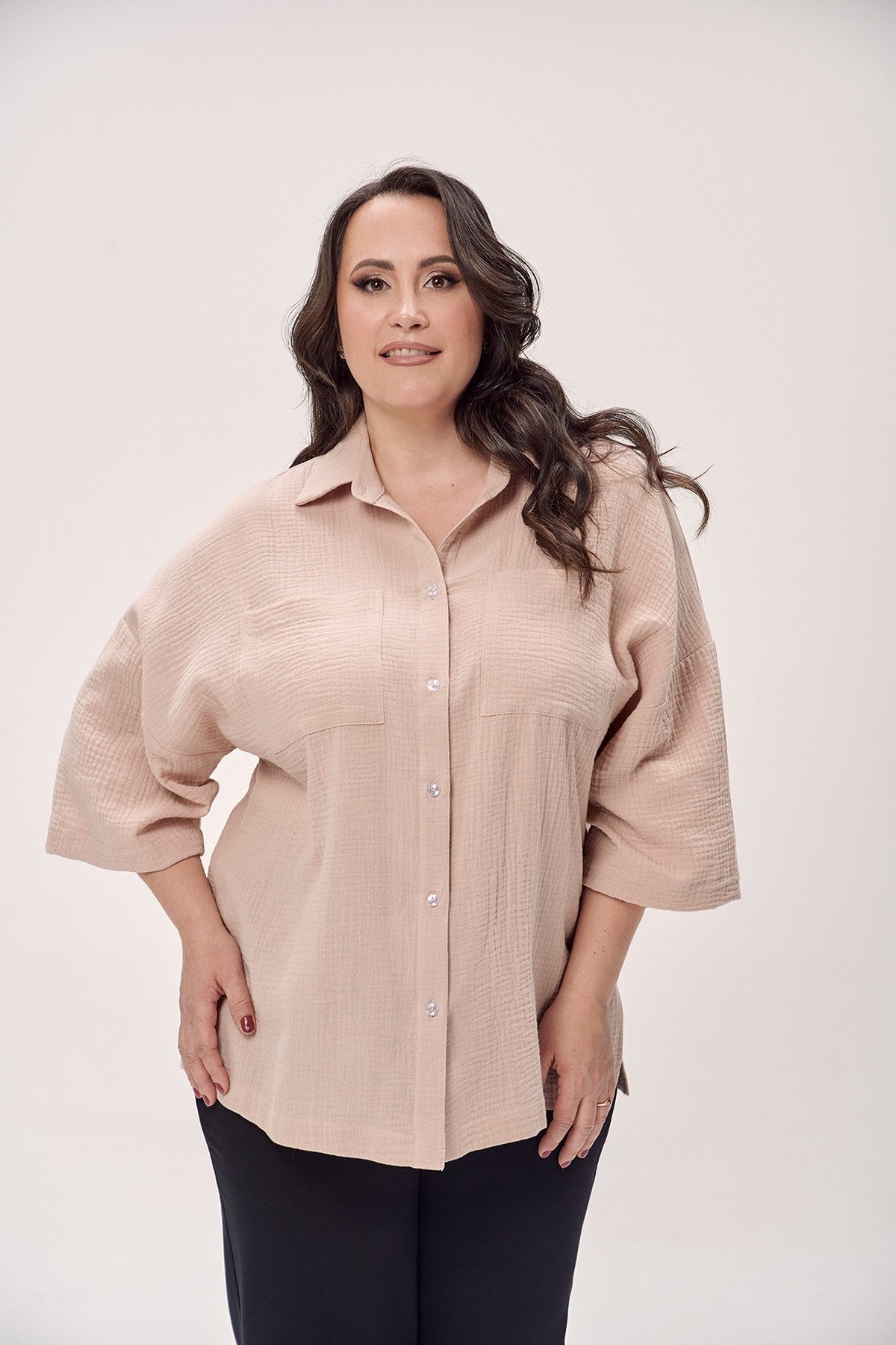 Блуза из муслина 1603 cappucino