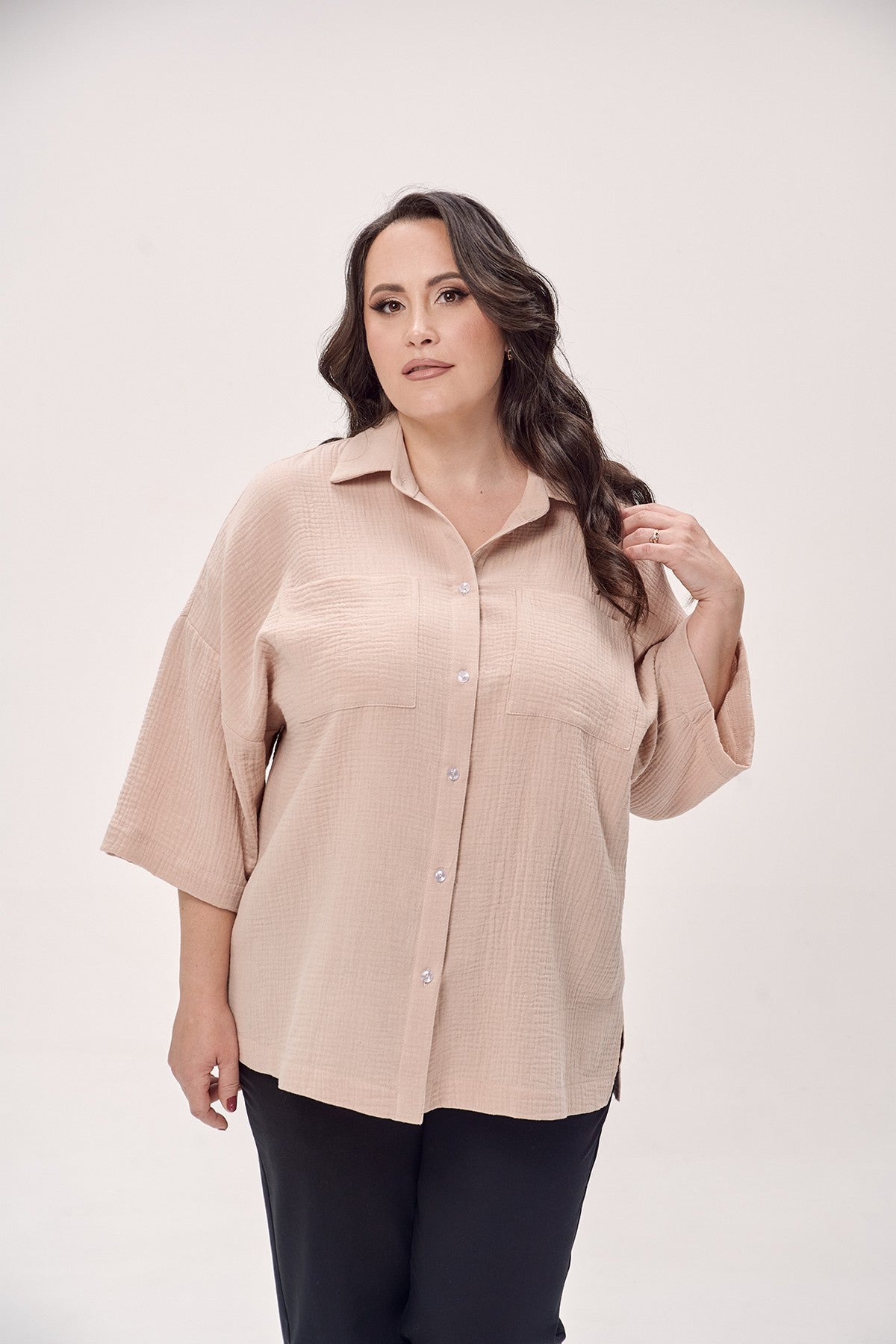 Блуза из муслина 1603 cappucino