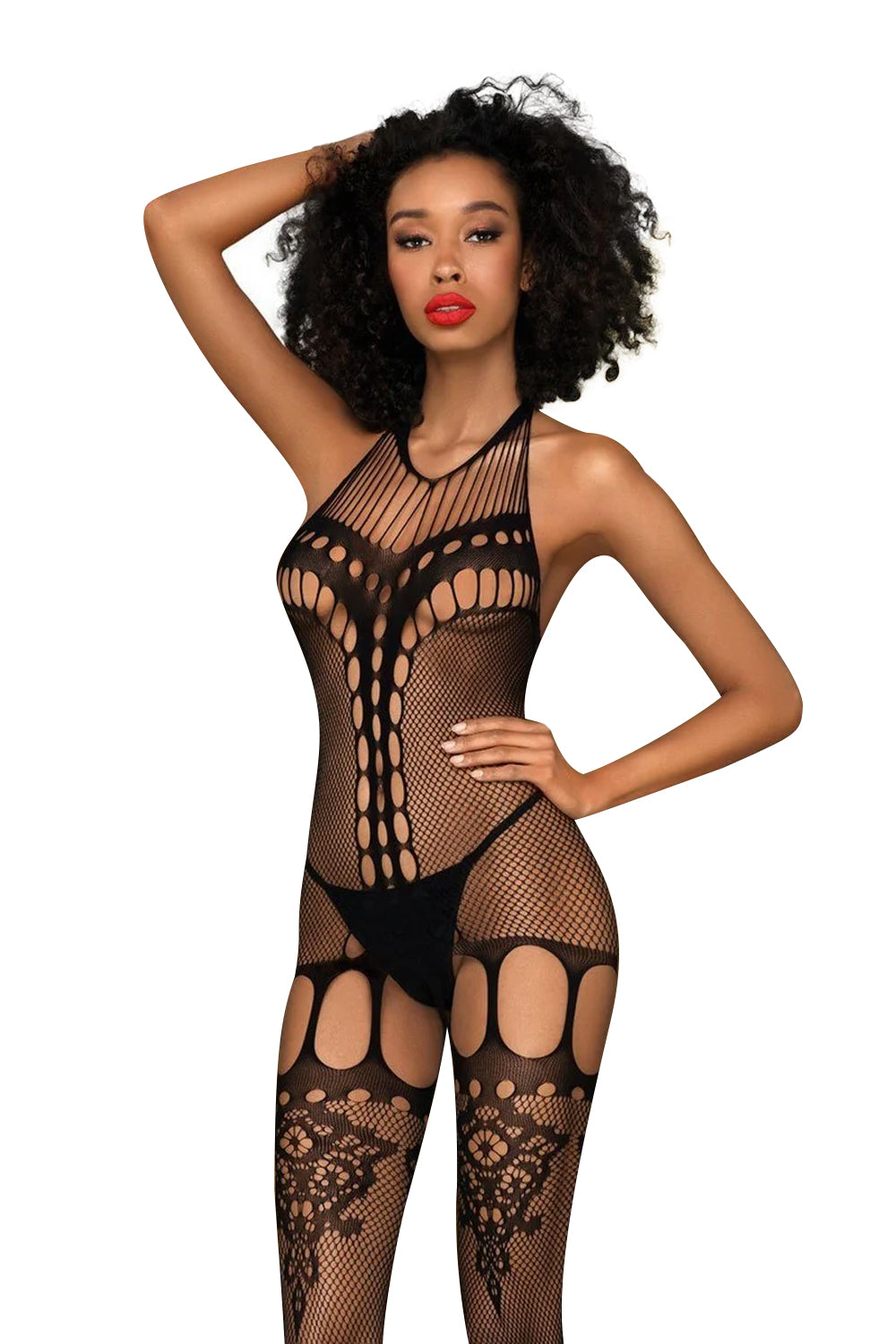 Сетчатый бодистокинг с вырезом Fancy me black