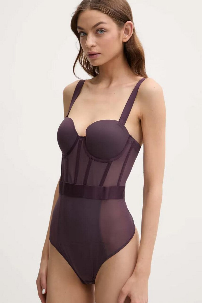 Боди-стринг из микросетки DK6008 plum per