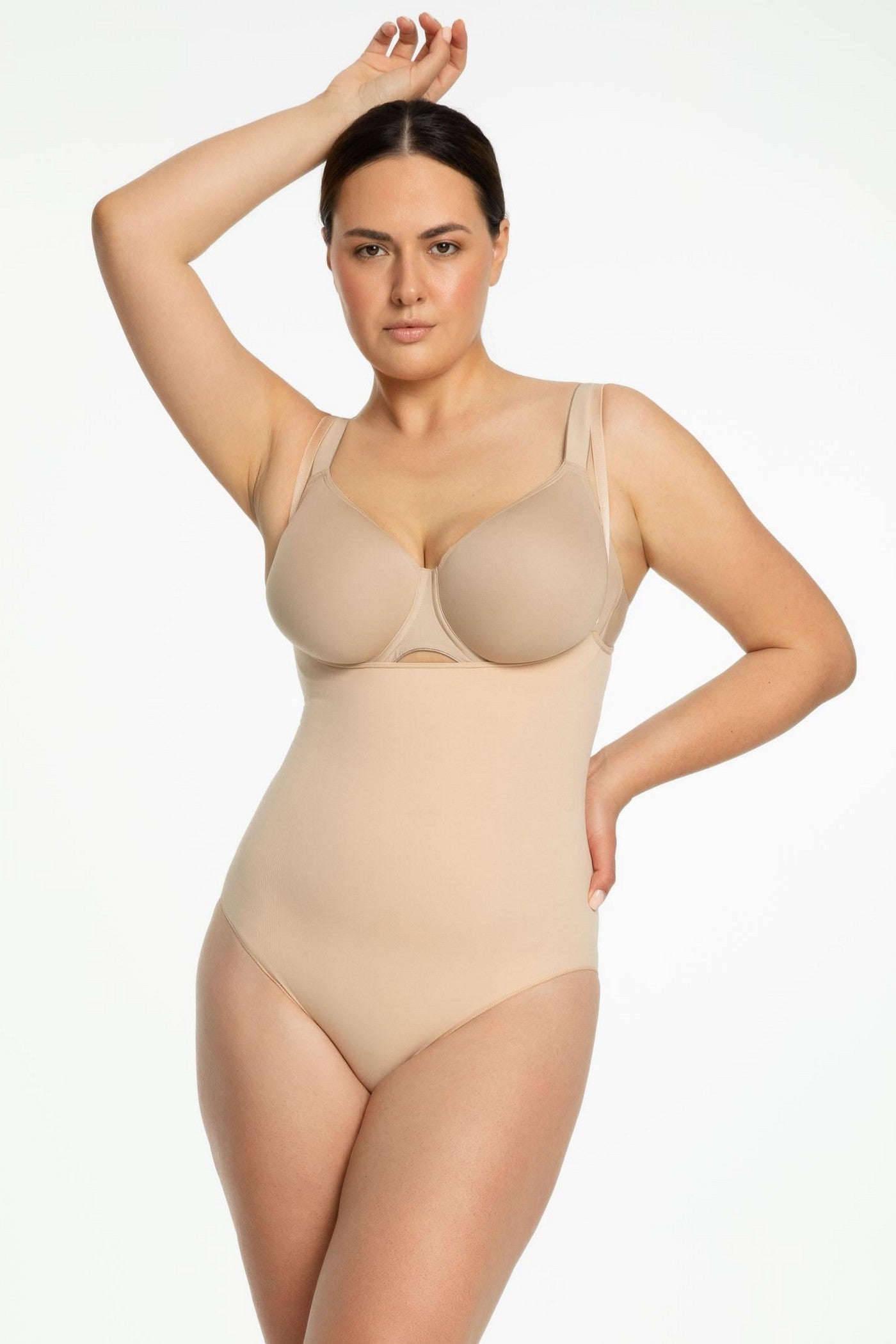 Боді з відкритими грудьми 419 beige