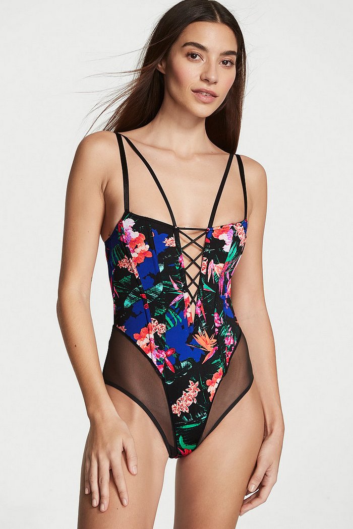 Боди с тропическим принтом 272511878 black