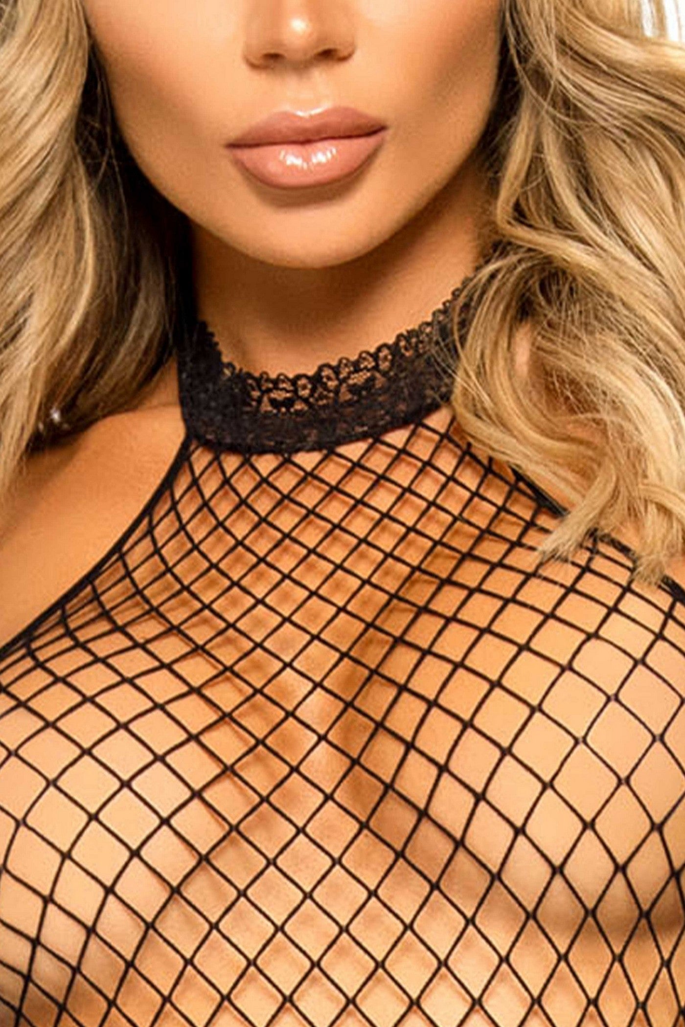 Бодистокинг с открытой спиной Racer neck bodystocking black