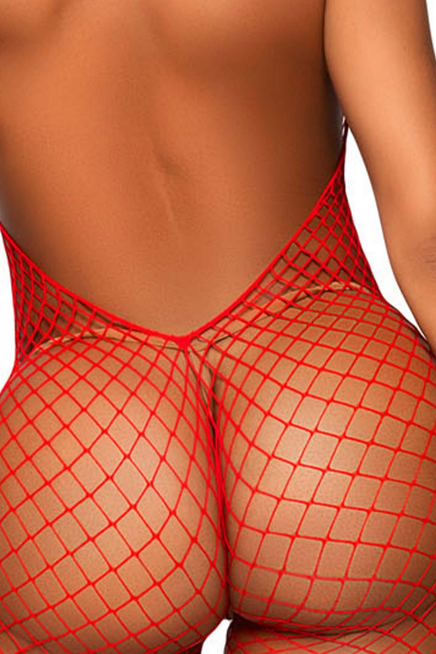 Бодистокинг с открытой спиной Racer neck bodystocking red