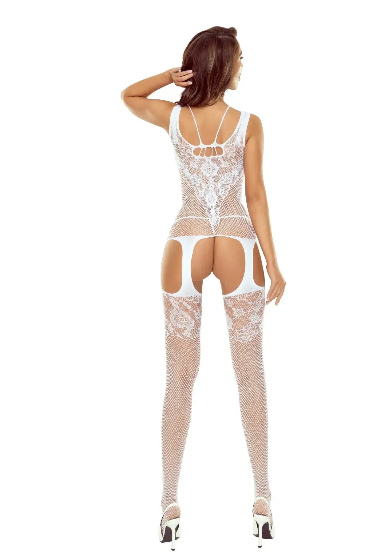 Бодістокінг з імітацією чулок BS121 white Passion