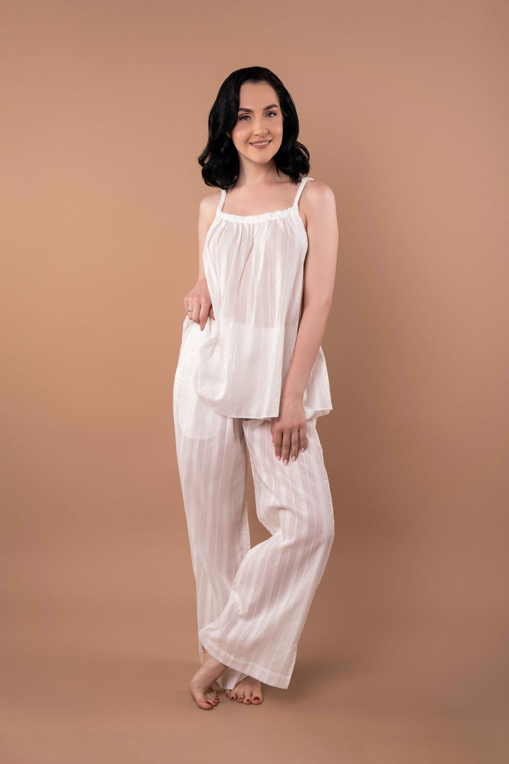 Пижамная майка в полоску HOM2420006 white