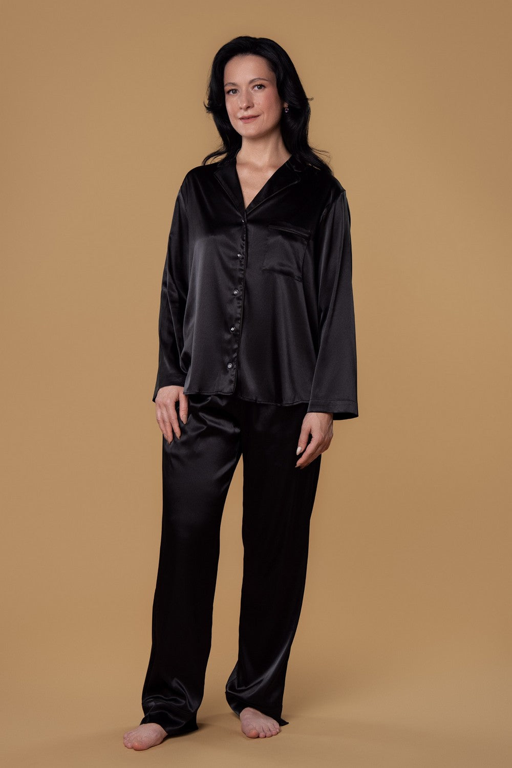 Пижамная блуза на пуговицах HOM2526004 black