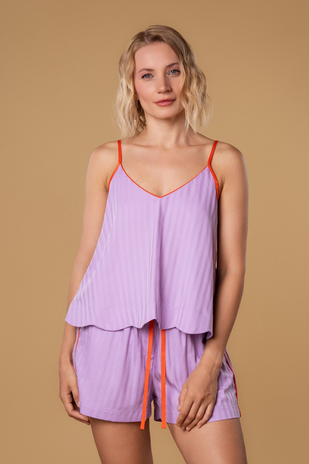 Піжамна майка в смужку HOM2527006 purple