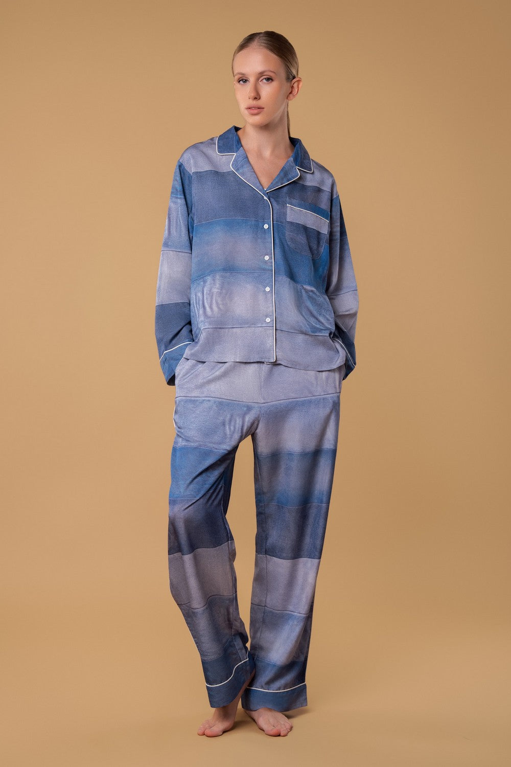 Пижамная блуза на пуговицах HOM2529004 denim