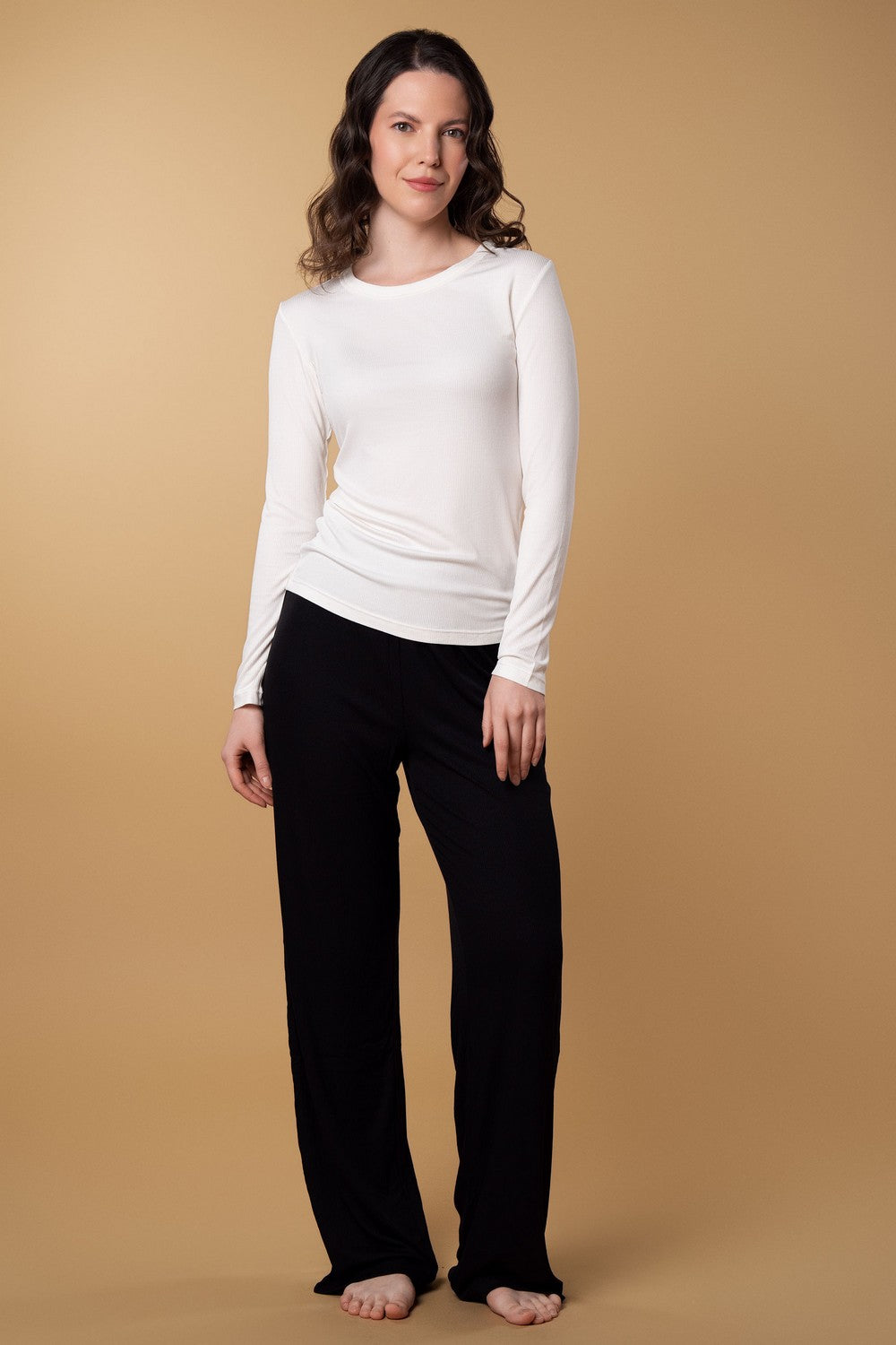 Лонгслив в рубчик HOM25313042 ivory