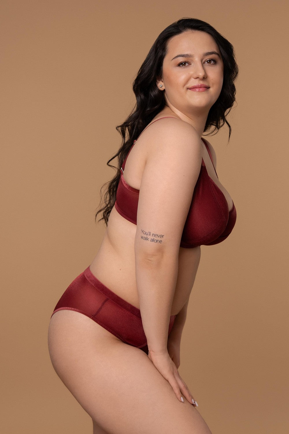 Блискучий м'який бюстгальтер SLZ27301311 burgundy