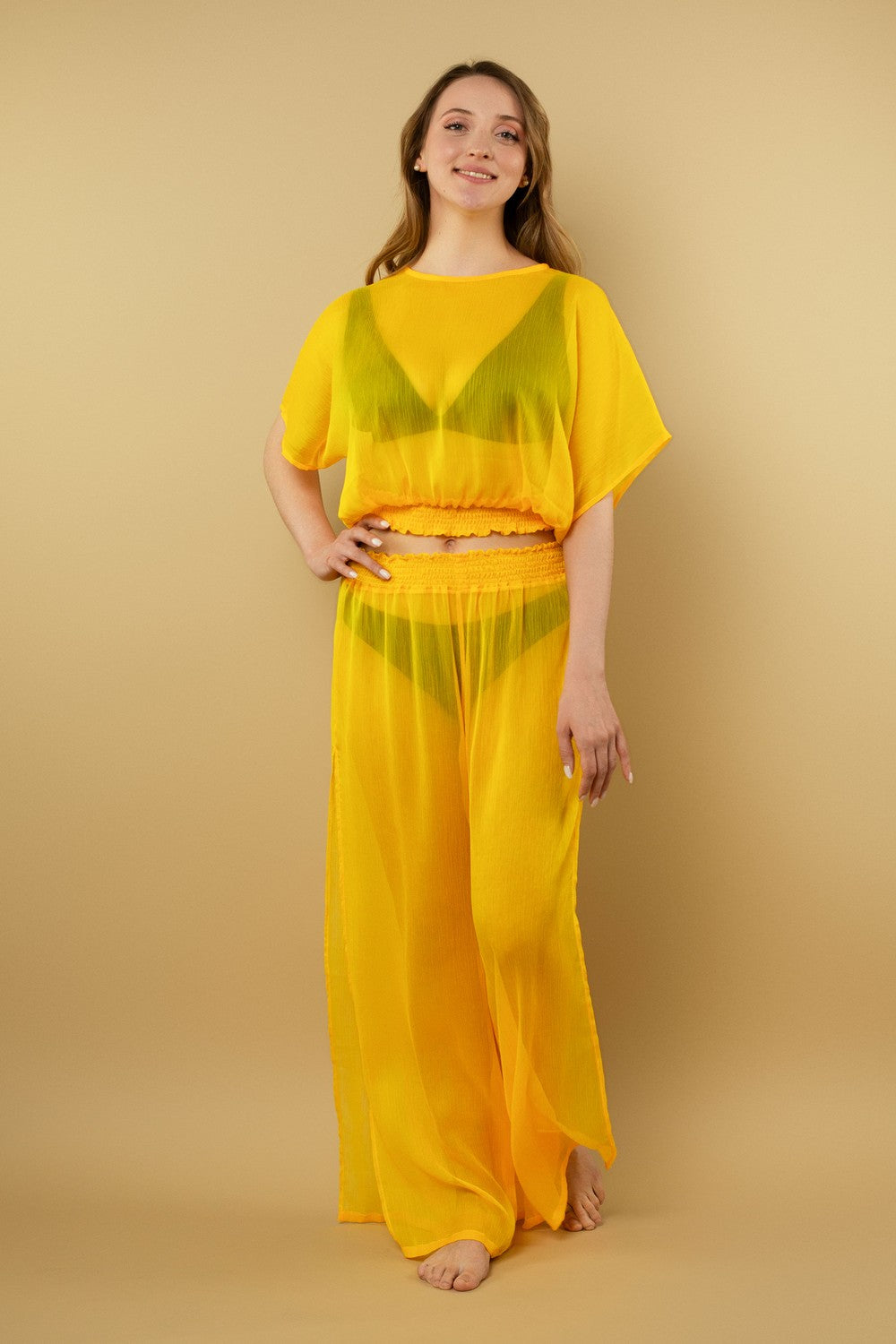 Пляжный топ из шифона SO205697 yellow