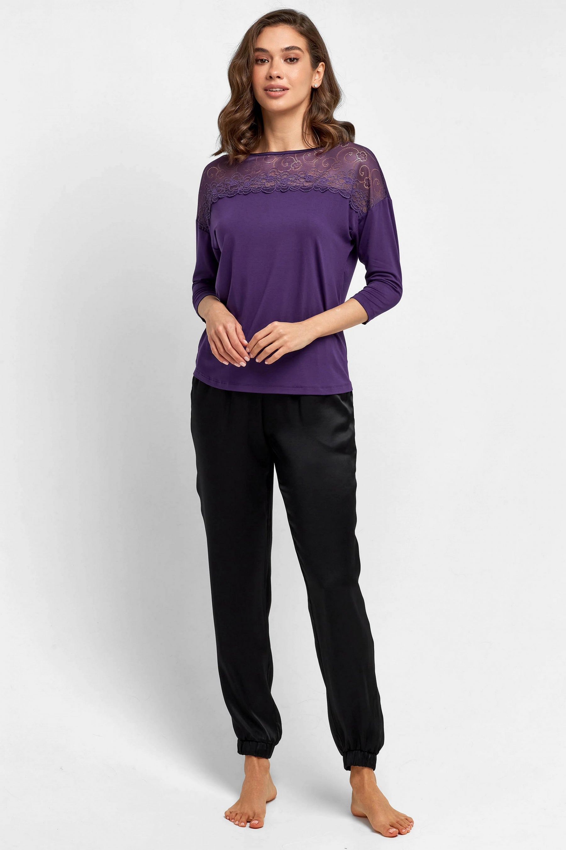 Сатиновые домашние брюки 6224 01 black