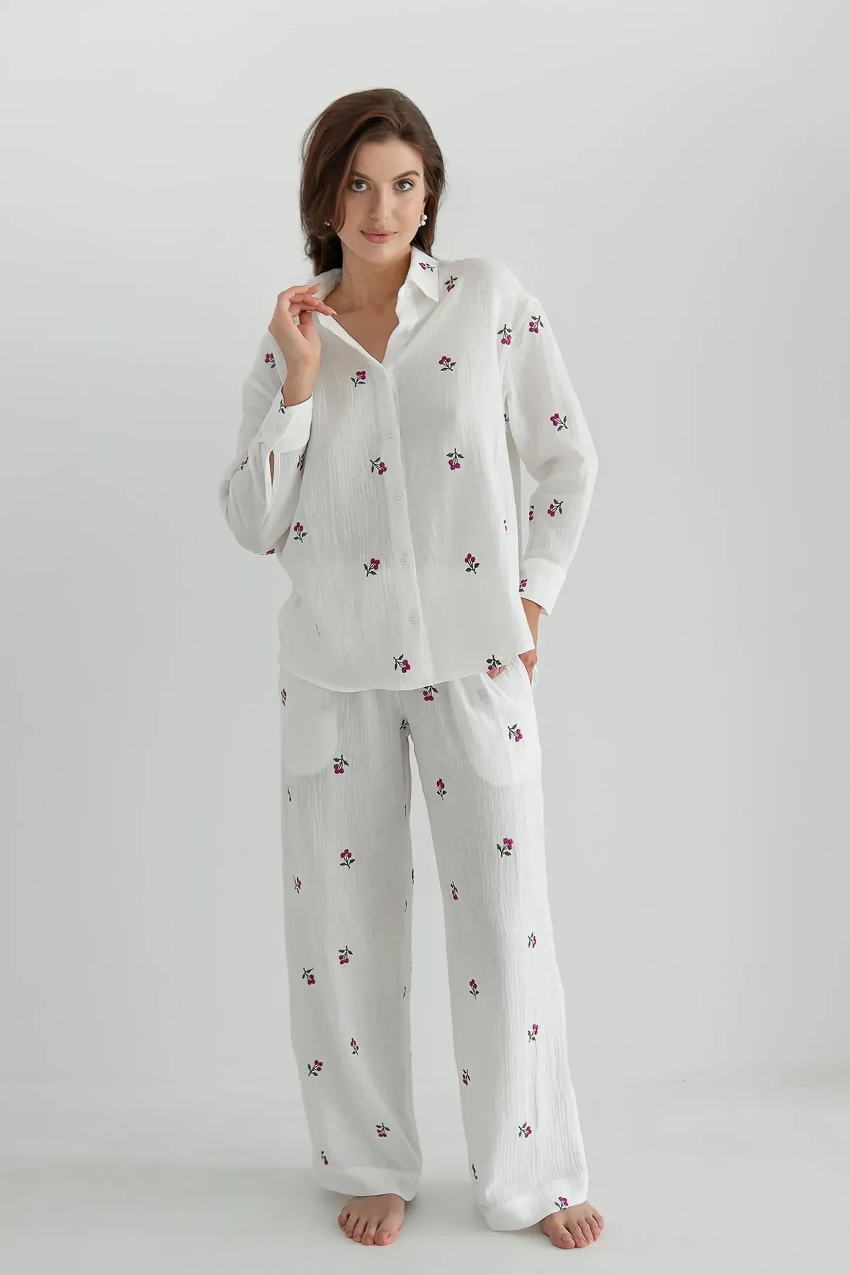 Штани з мусліну з вишивкою Blueberry ML0084-39-09