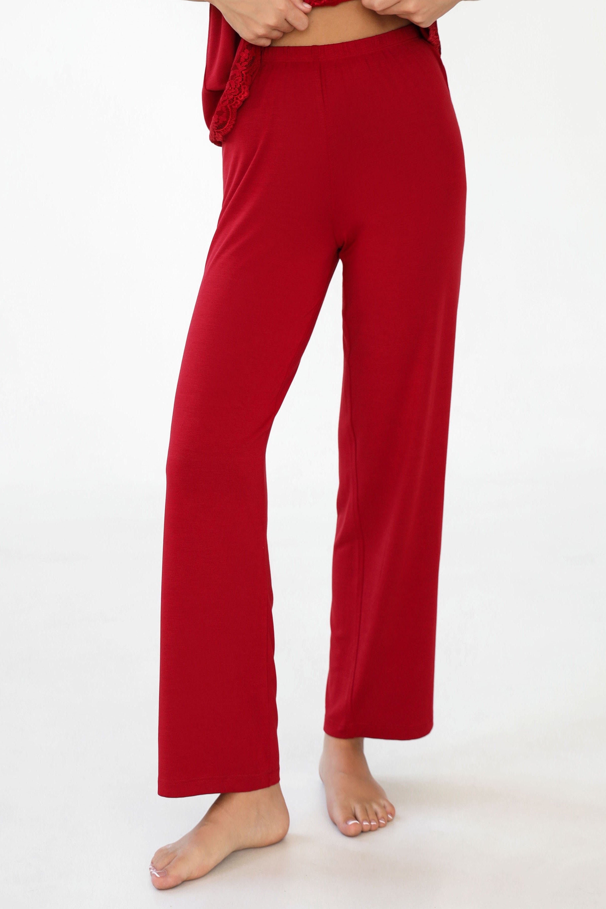 Пижамные брюки из модала 24076 bordo