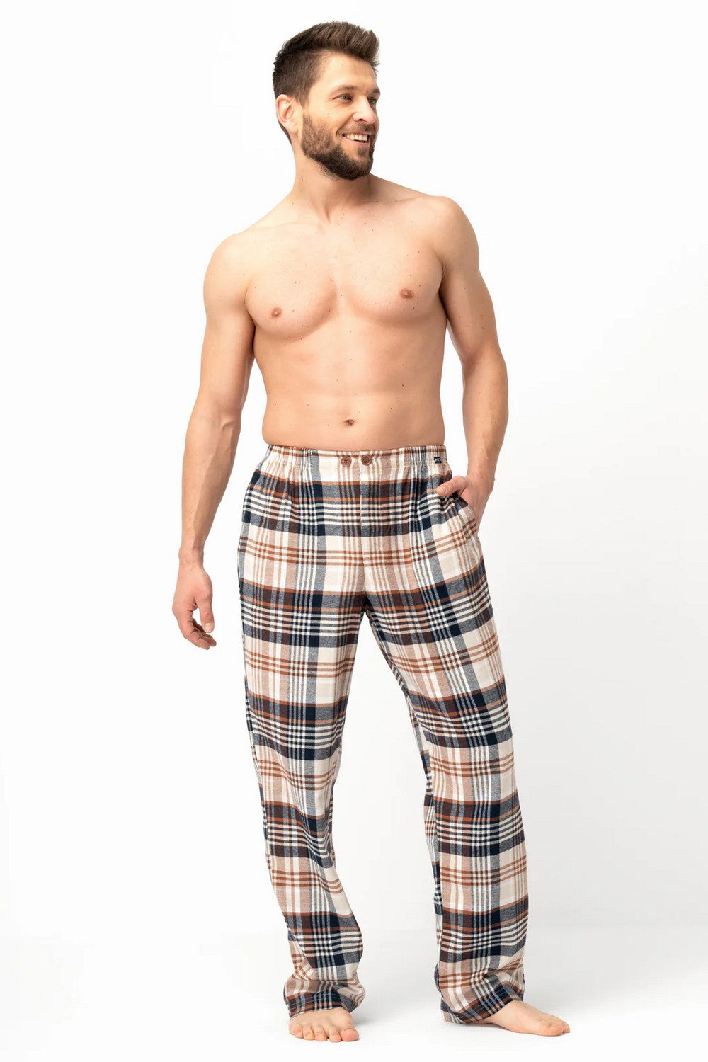 Мужские фланелевые брюки MHT 443 beige