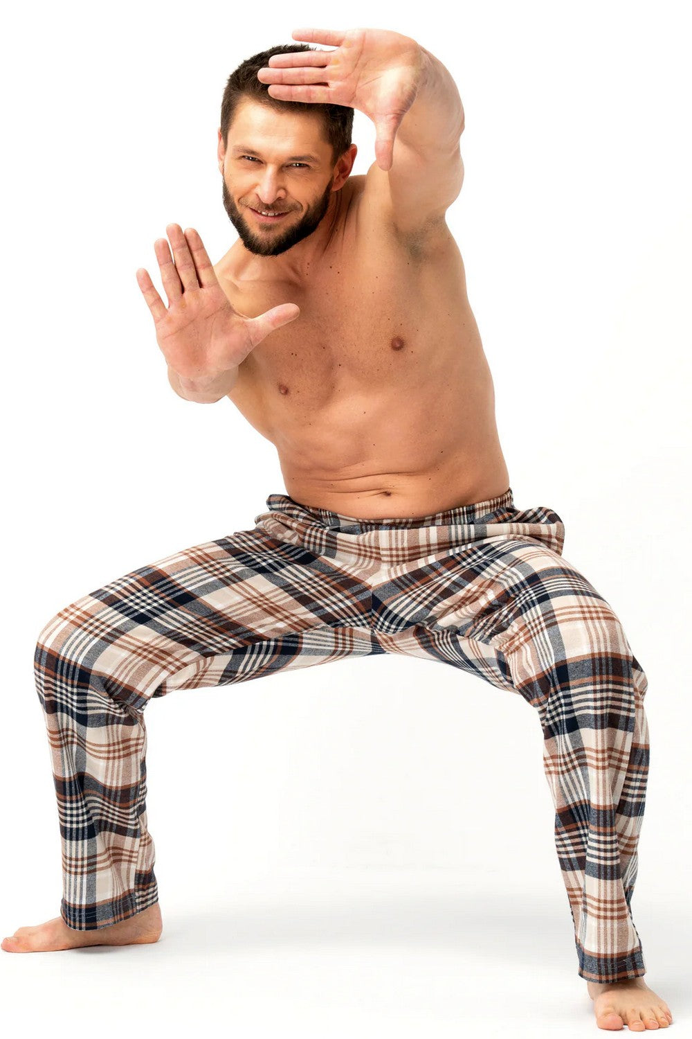 Мужские фланелевые брюки MHT 443 beige