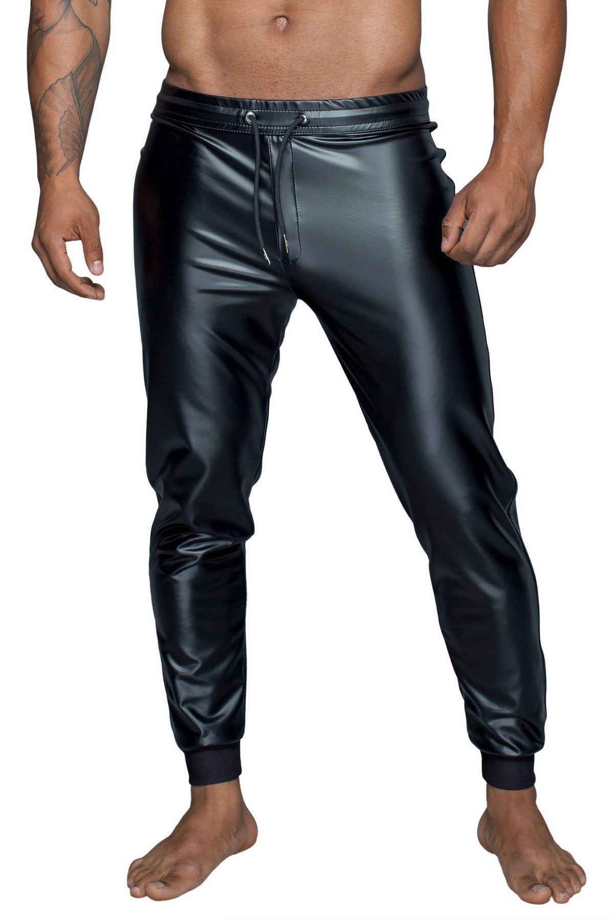 Чоловічі трегінси з мокрим ефектом H063 Powerwetlook Noir Handmade
