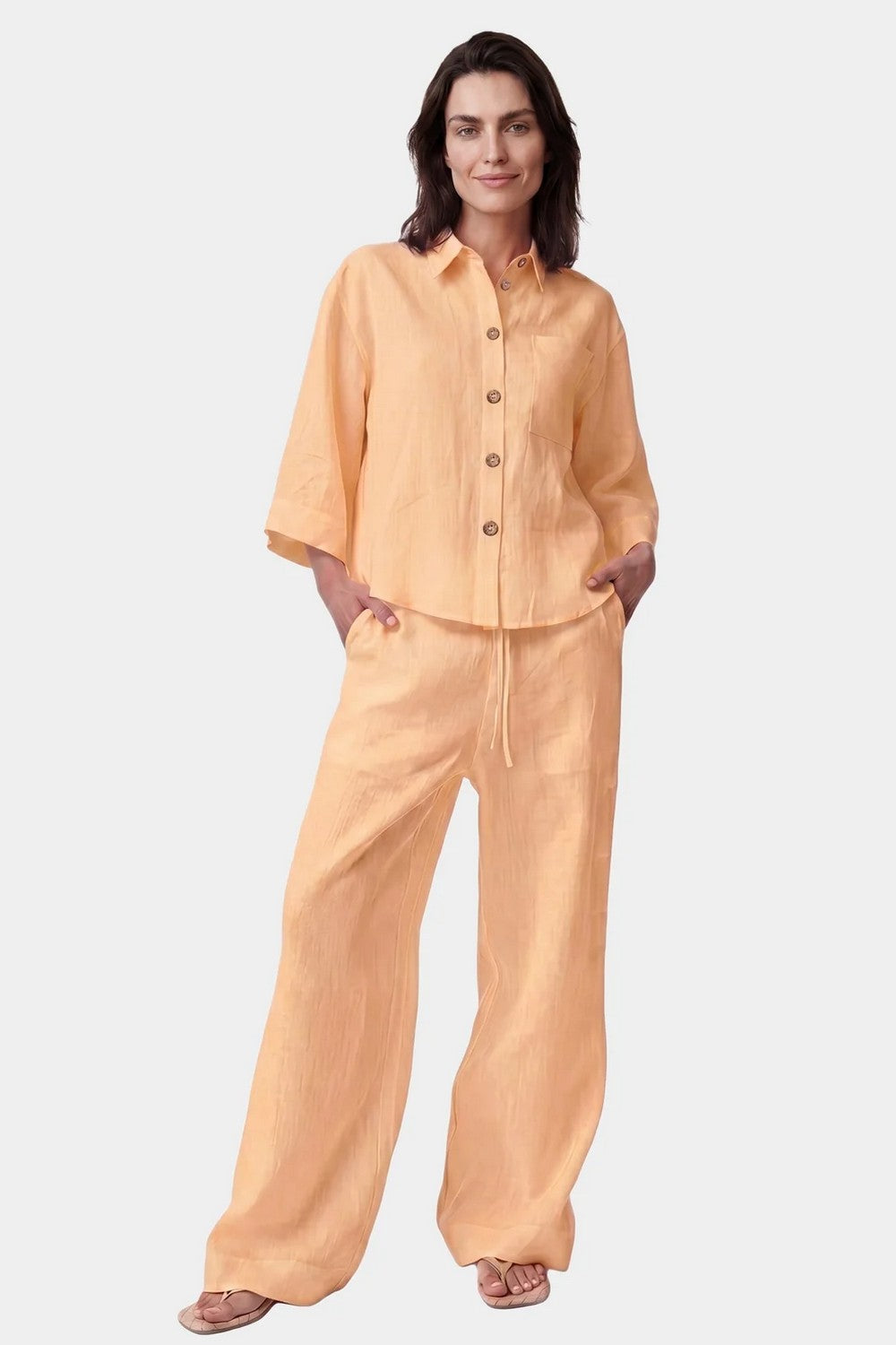 Лляні штани 242203-06 Perfect Days peach lavish Nokaya
