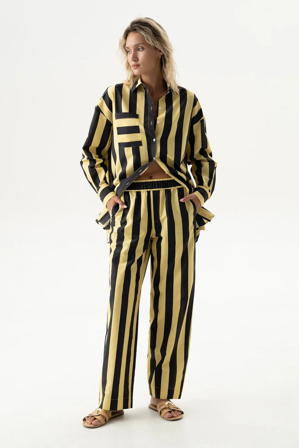 Хлопковые брюки 251204-06 Strapped Cotton panna cotta