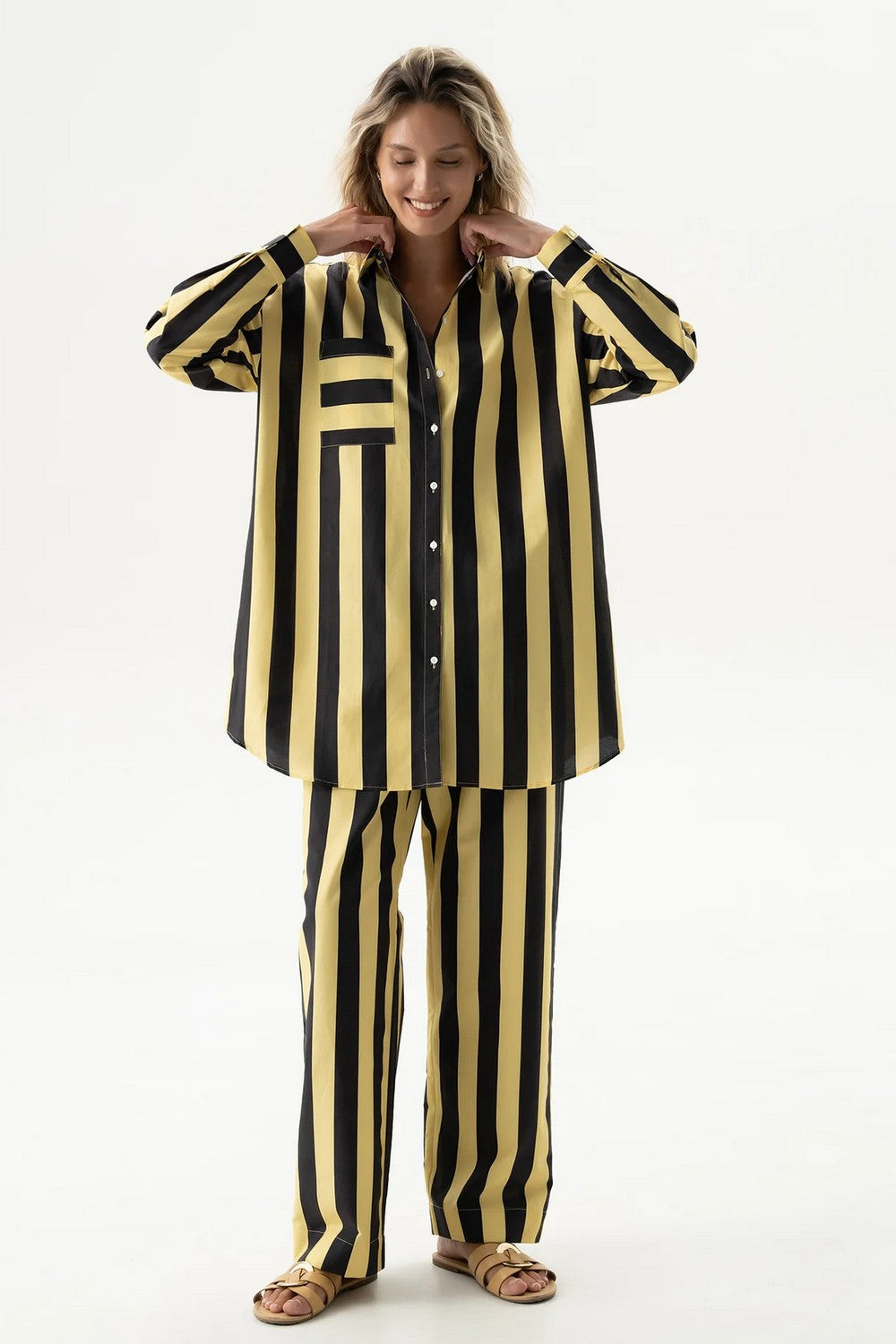 Хлопковые брюки 251204-06 Strapped Cotton panna cotta