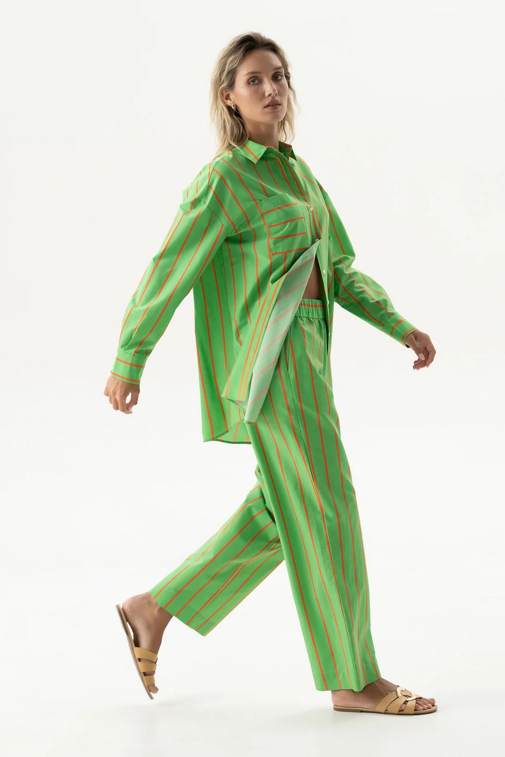 Хлопковые брюки 251204-06 Strapped Cotton retro green