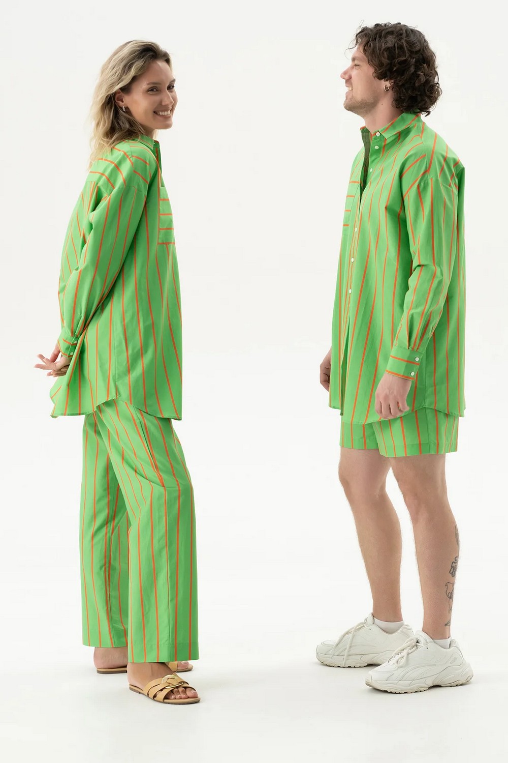 Хлопковые брюки 251204-06 Strapped Cotton retro green