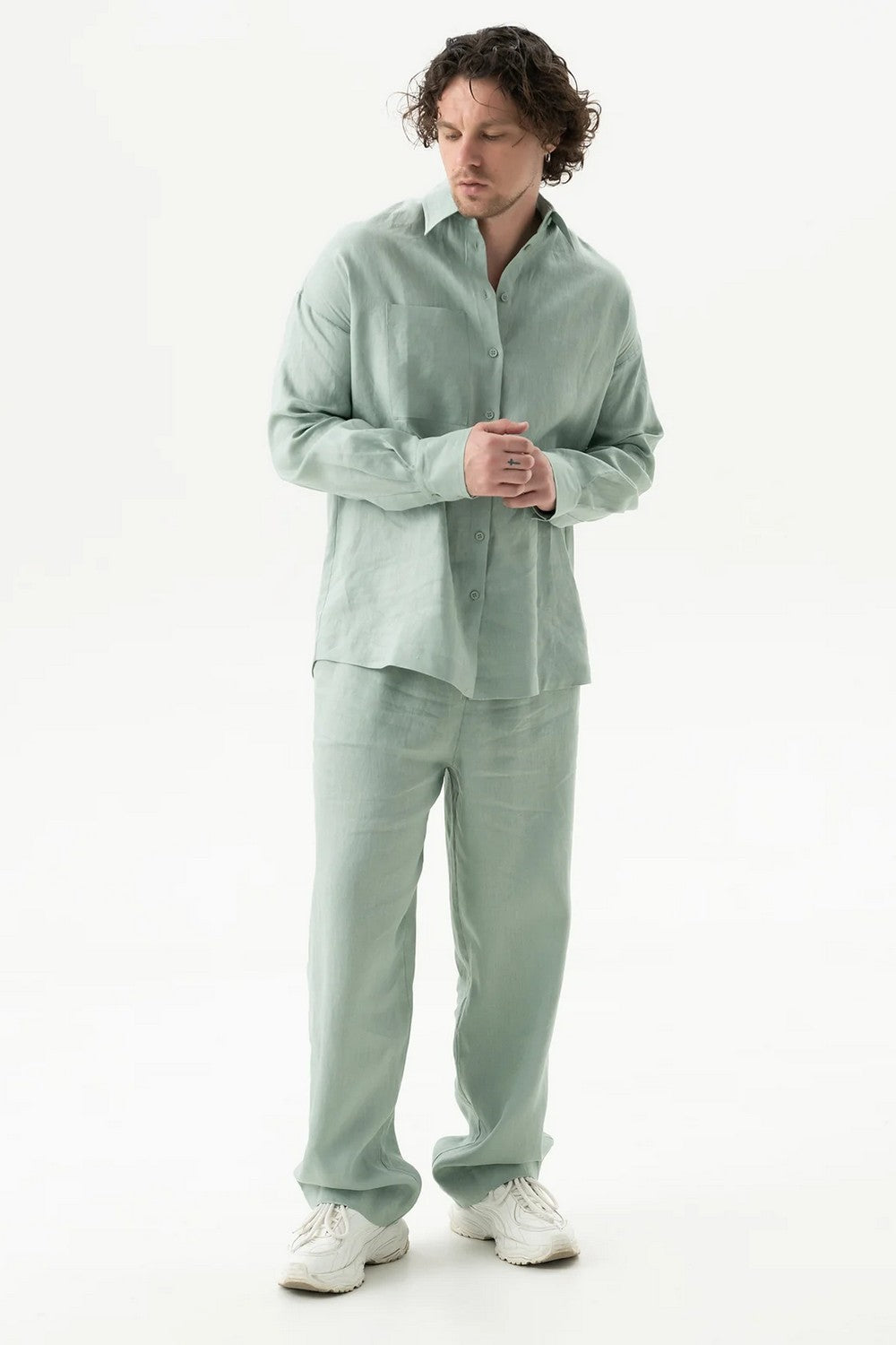 Льняные брюки 251206-06 Linen Spirit green