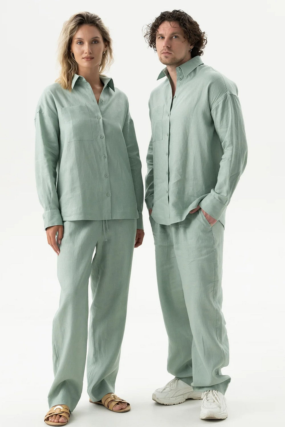 Льняные брюки 251206-06 Linen Spirit green