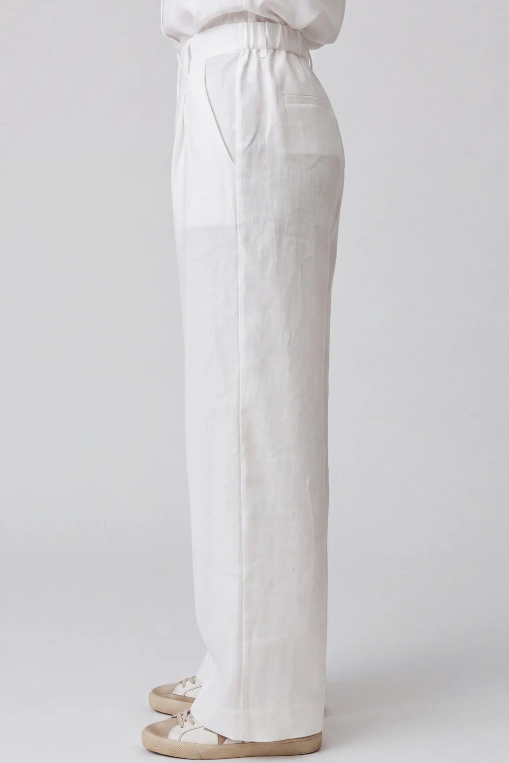 Лляні штани 251206-16 Linen Spirit white Nokaya вигляд збоку