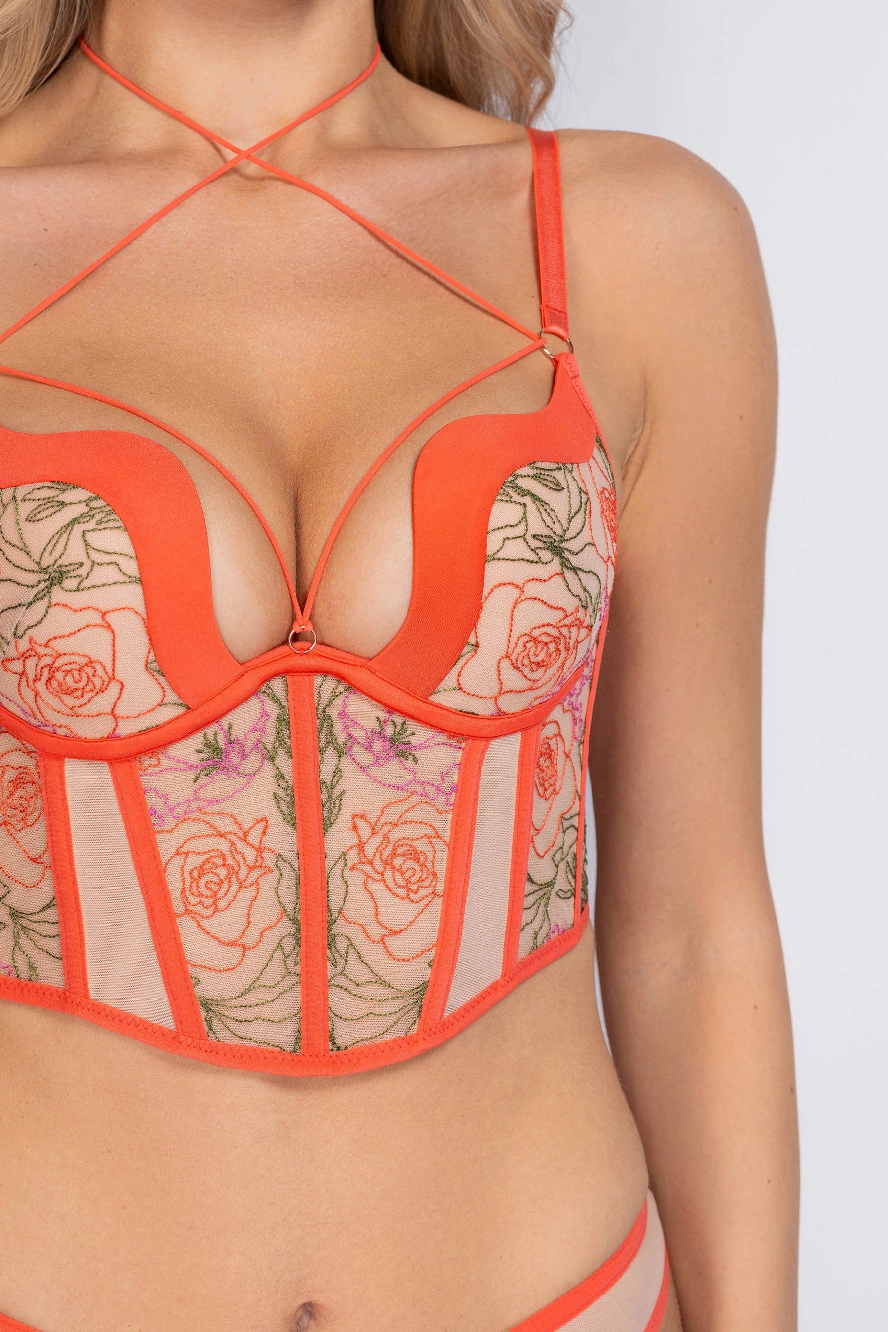 Корсетный бюстье с пуш-ап 8184-502 coral