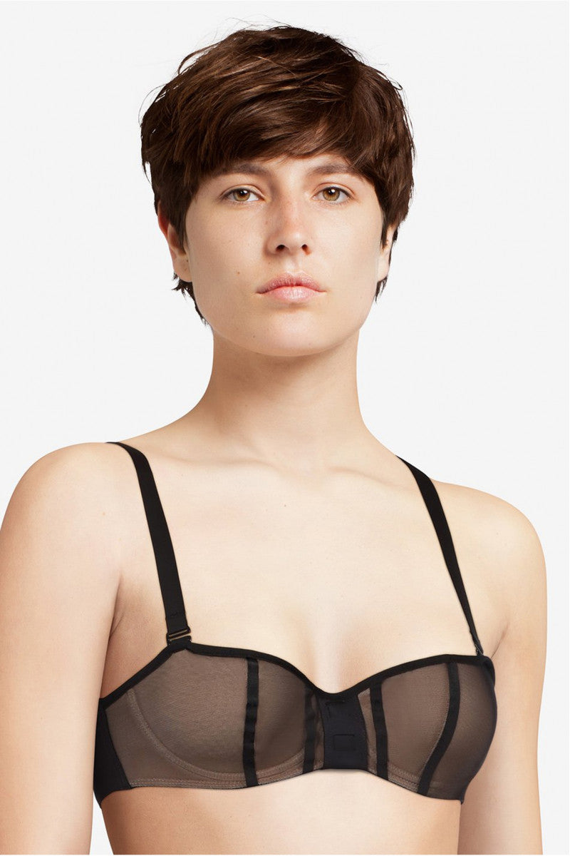 Бюстгальтер бандо из микросетки 02D2 noir