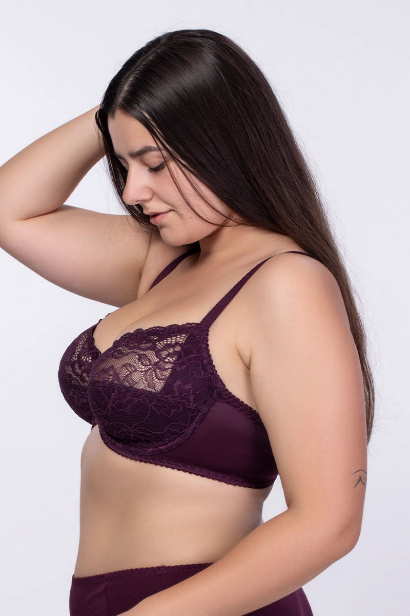 М'який бюстгальтер з мереживом 246/008 plum wine