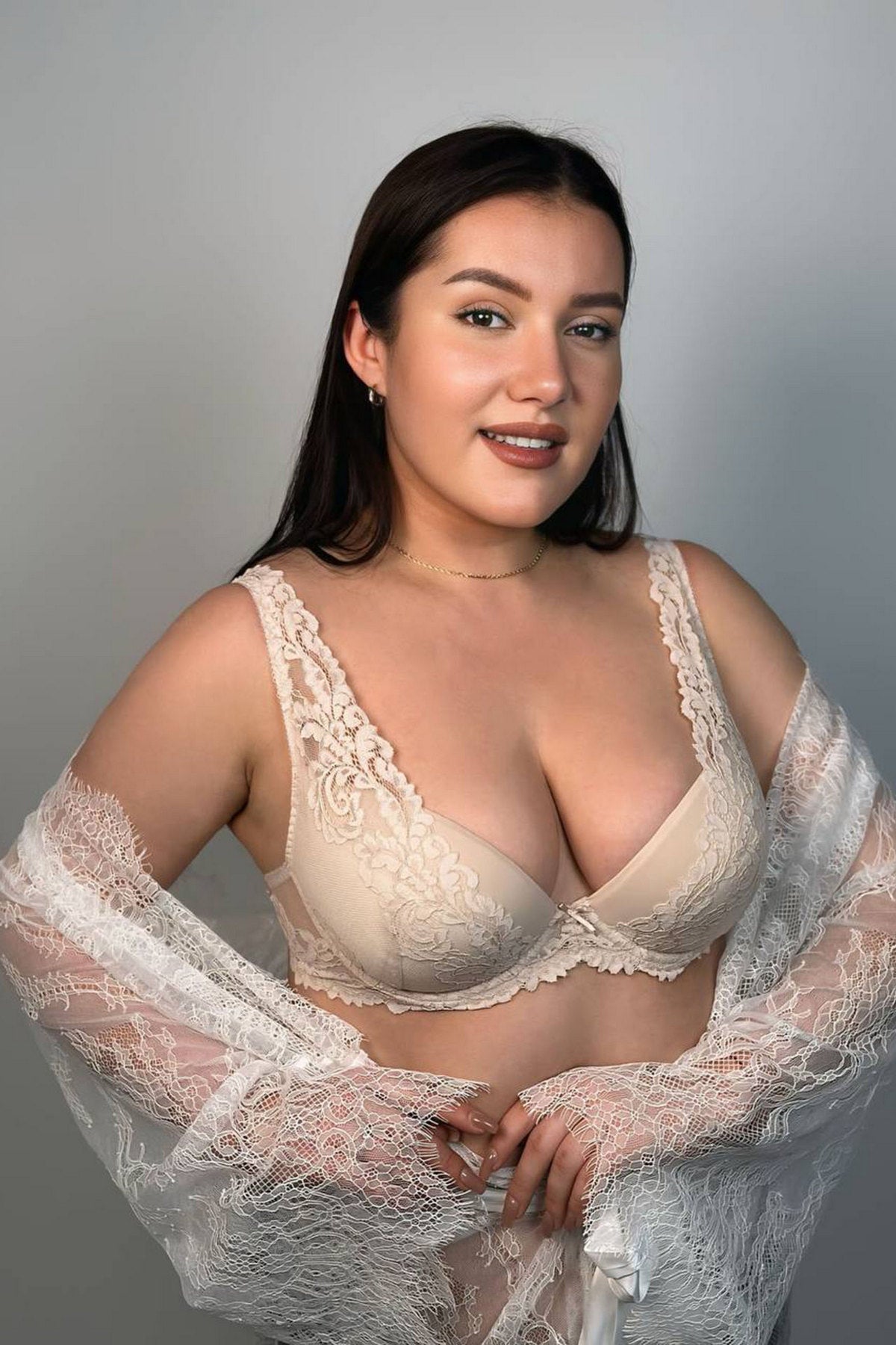 Мереживний бюстгальтер пуш-ап Lace Love 58K10 silver peony