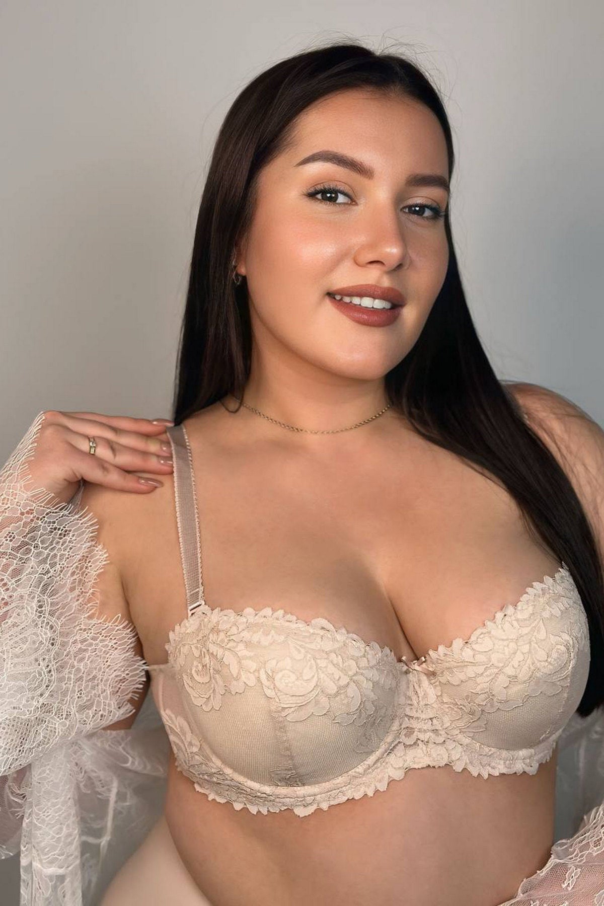 Плотный бюстгальтер балконет Lace Love 58K32 silver peony