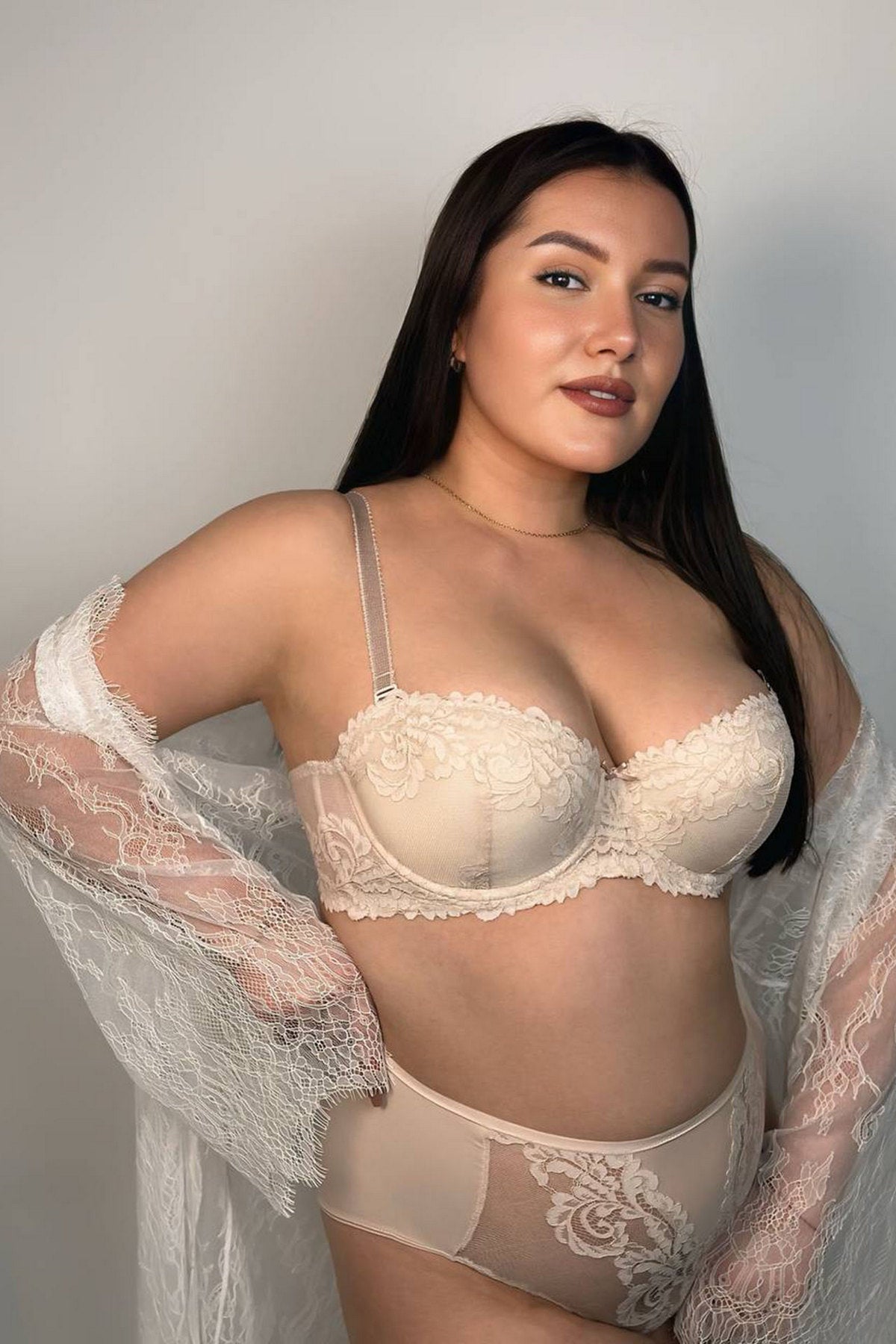 Плотный бюстгальтер балконет Lace Love 58K32 silver peony