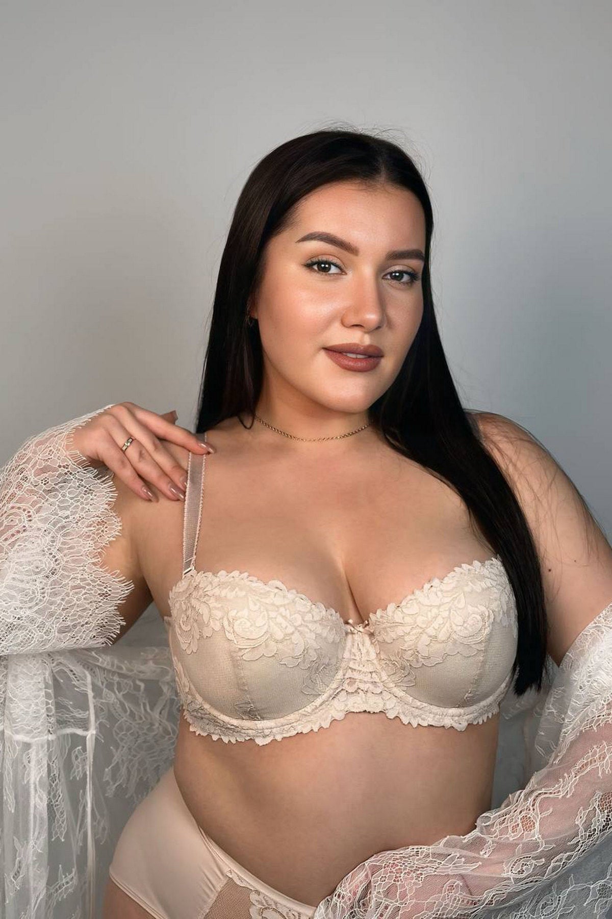 Плотный бюстгальтер балконет Lace Love 58K32 silver peony