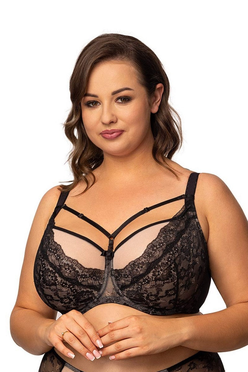 Мягкий бюстгальтер с ремешками 125-438 black/peony