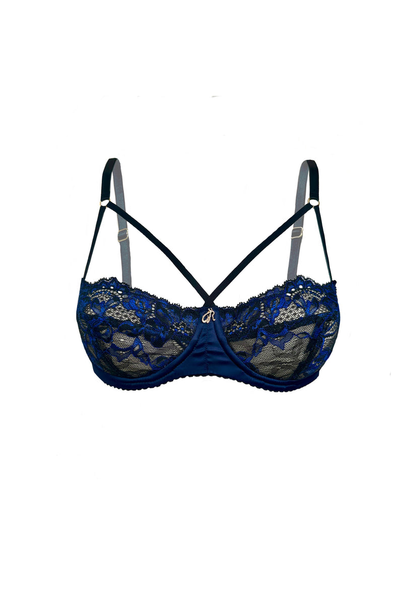 Кружевной бюстгальтер балконет Irris L23015 black/blue