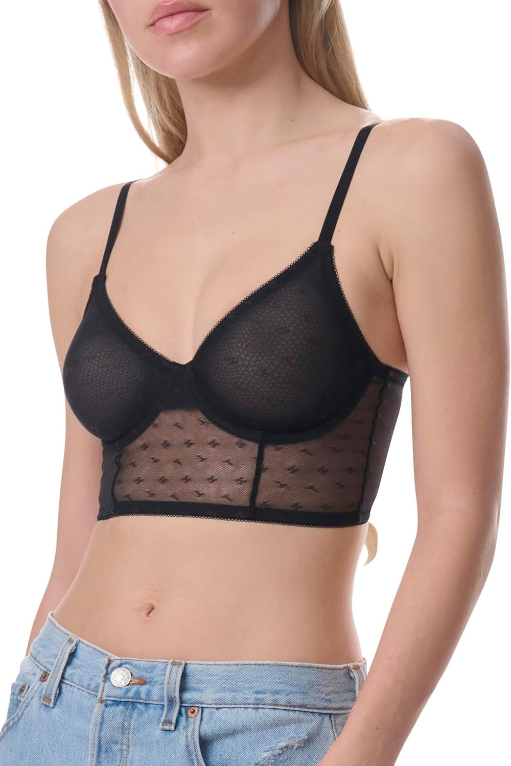 Бюстье из микросетки 630595032 black