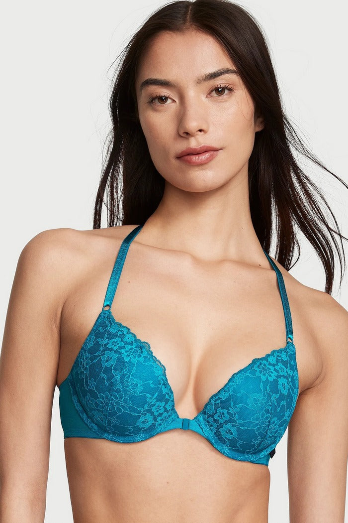 Кружевной бюстгальтер пуш-ап 117669434 blue