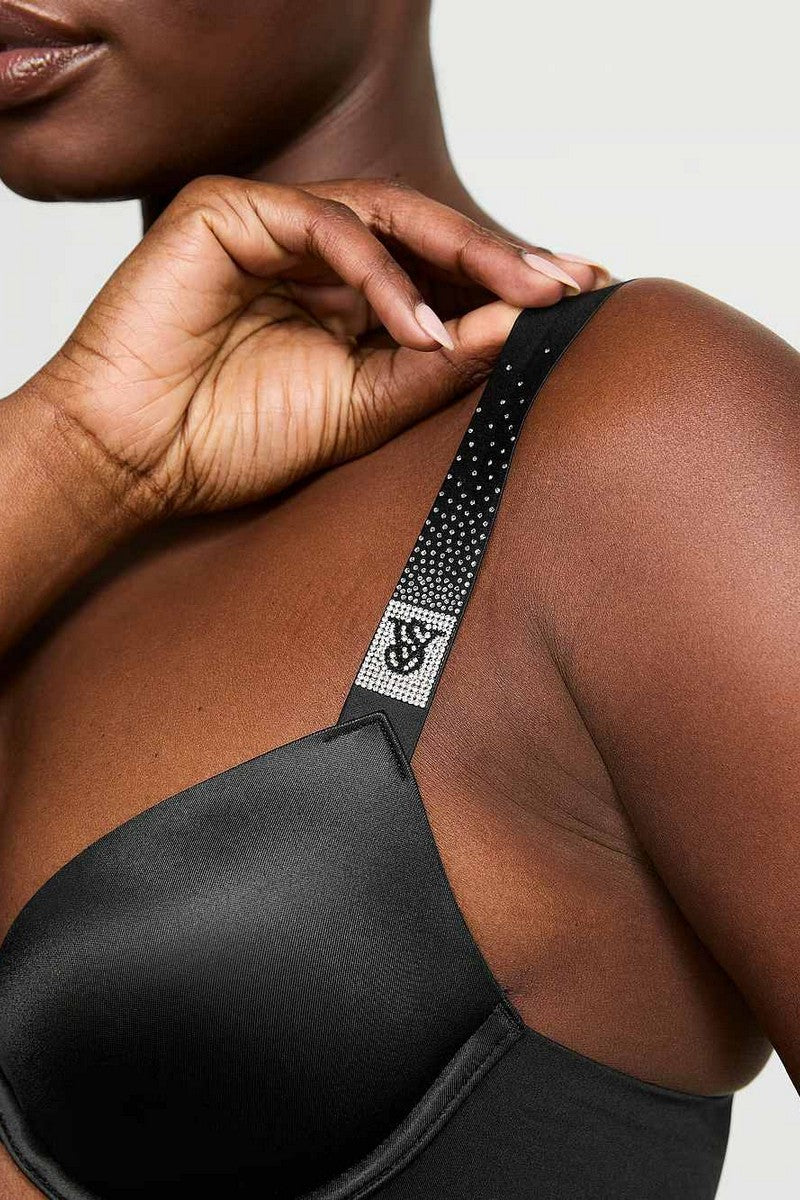 Гладкий бюстгальтер зі стразами 832732139 black Victoria`s Secret бретелі