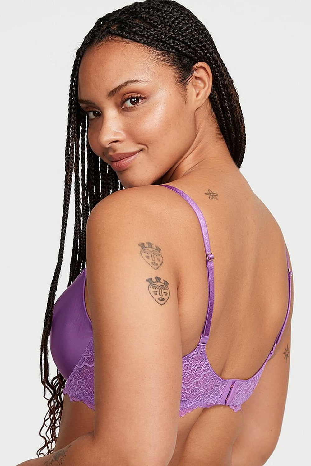 Гладкий бюстгальтер з мереживом 912140244 lilac Victoria`s Secret спина