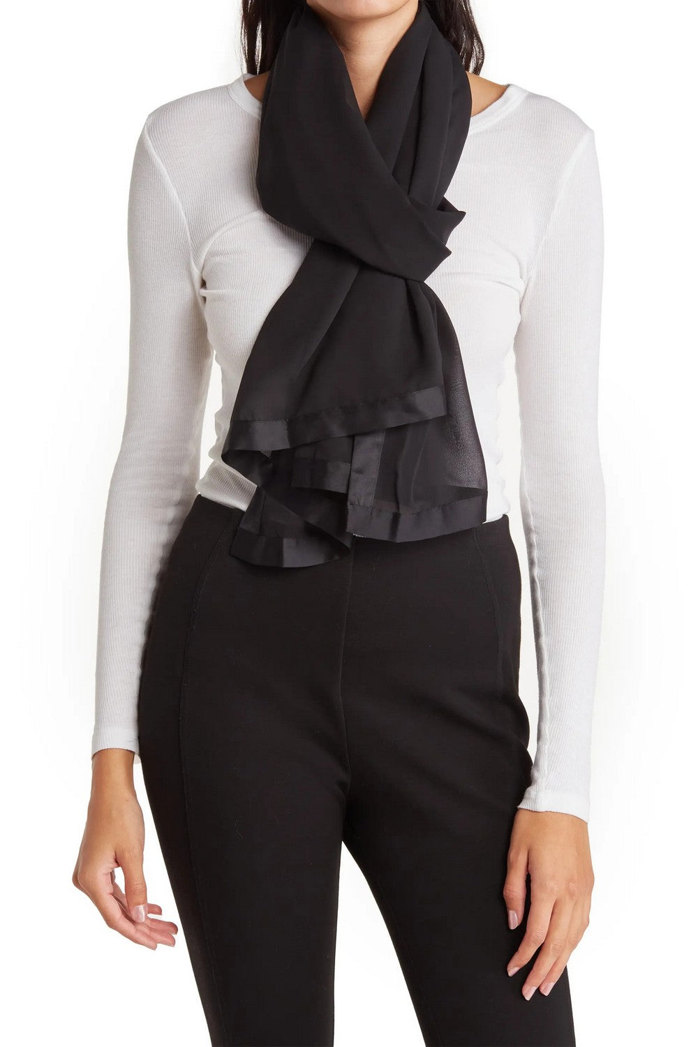 Шарф із шифону 328498824 black Calvin Klein